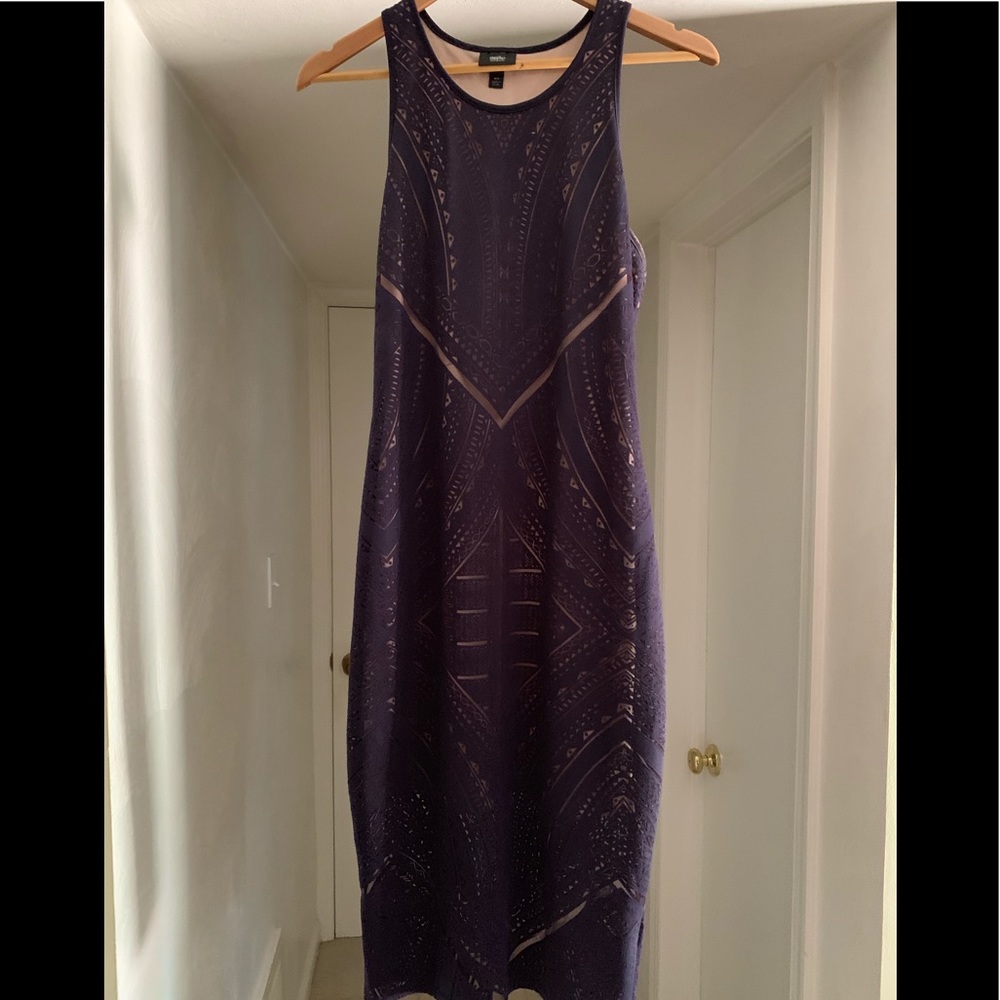 Navy overlay illusion dress